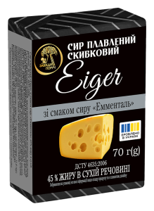 Сир плавлений скибковий “EIGER” зі смаком сиру “Емменталь”